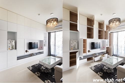 在、小戶型客廳收納電視柜