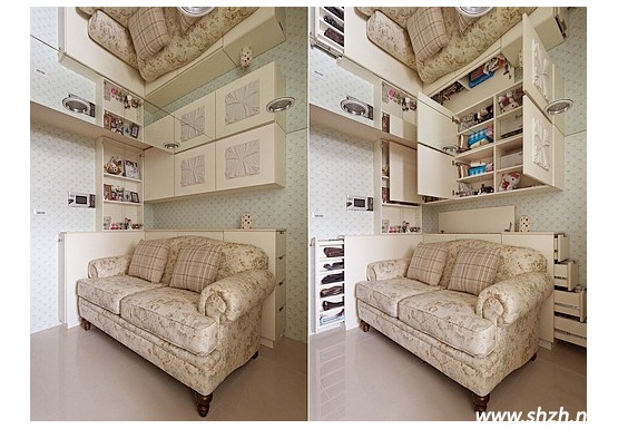 沙發(fā)背后的收納柜設計